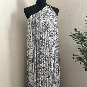 Lane Bryant one shoulder paisley black and white maxi dress Size 14